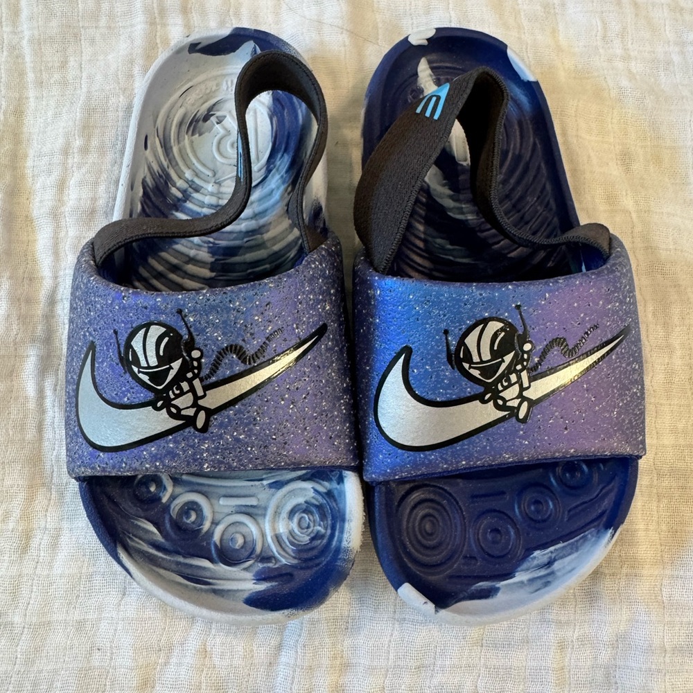 Nike Toddler Alien Purple and Blue Slide Sandals